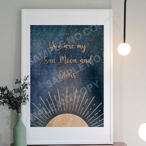 Sun Moon and Stars - Digital Art Printable