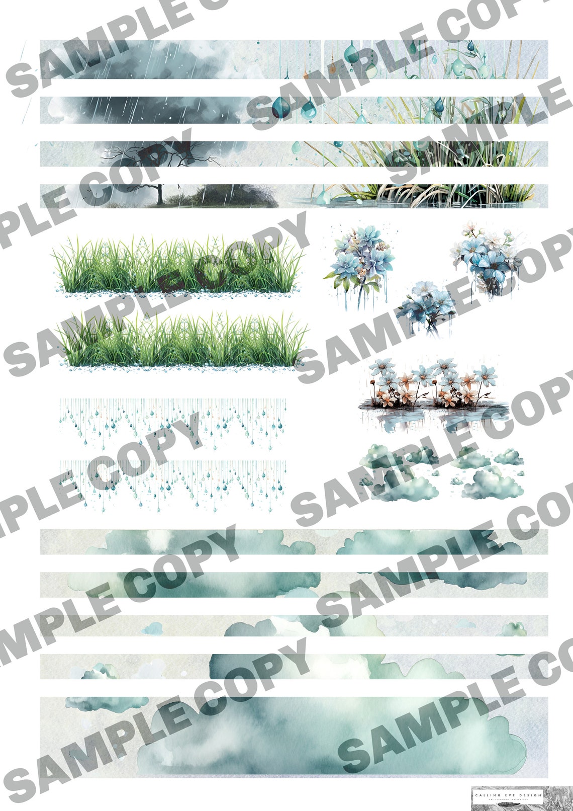 Printable Spring Stickers - Rainy Day Planner Spread - Etsy