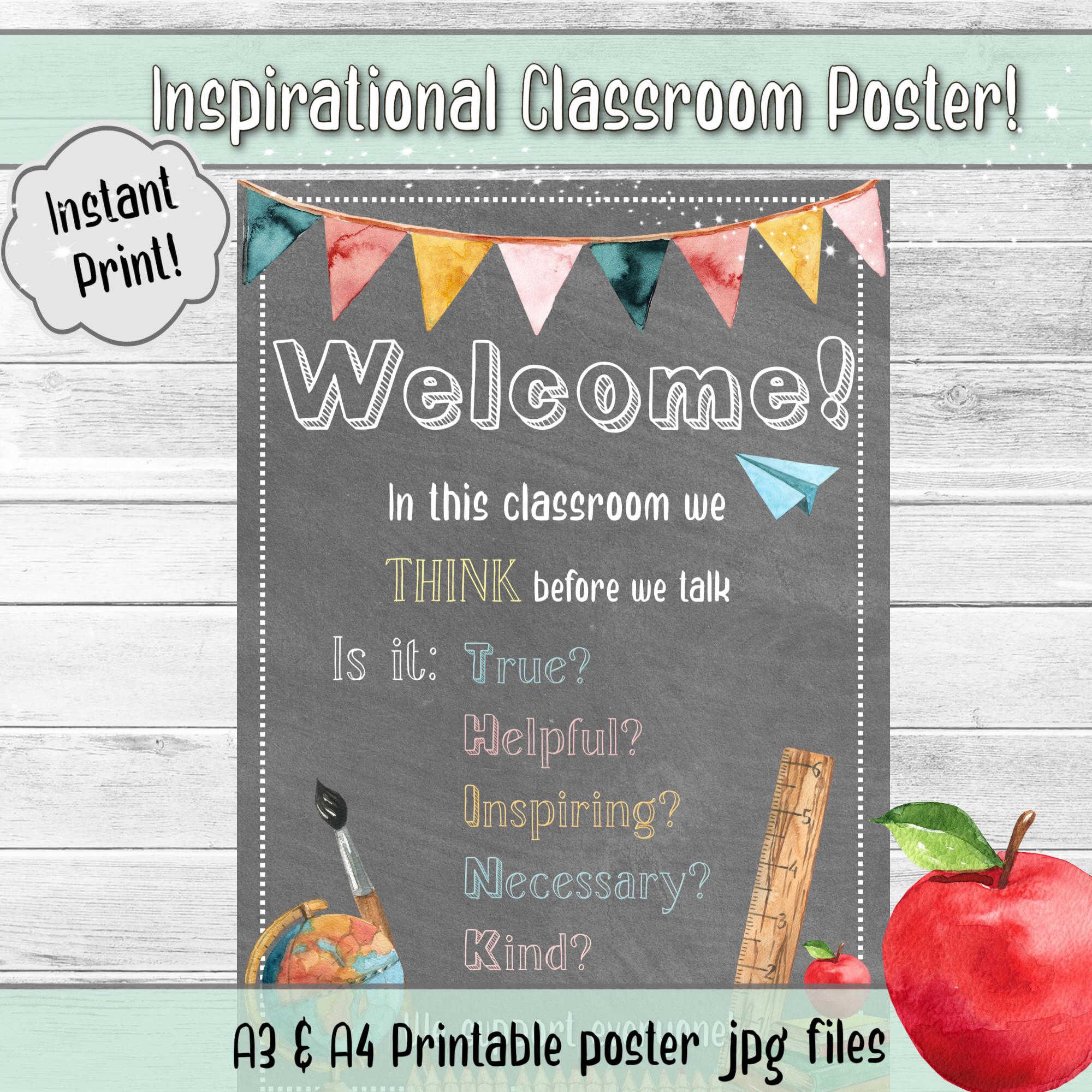 Printable Classroom Poster - THINK Inspirational Wall Decor - Etsy