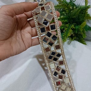 Gold Floral Mirror Trim - Indian Sari Border, Bags, Decor