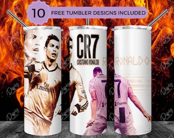 Cristiano Ronaldo 20oz Skinny Tumbler Wrap Sublimation Design, CR7 20oz Template, Straight & Tapered Tumbler Wrap, PNG Digital Download