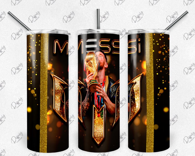 5 Lionel Messi Bundle 20oz Skinny Tumbler Wrap Sublimation Design, World Cup 20oz Template, Straight Tumbler Wrap, PNG Digital Download image 6