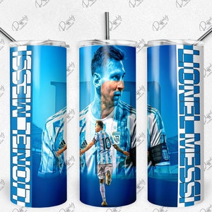 5 Lionel Messi Bundle 20oz Skinny Tumbler Wrap Sublimation Design, World Cup 20oz Template, Straight Tumbler Wrap, PNG Digital Download image 4