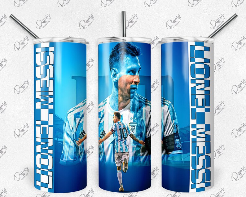 5 Lionel Messi Bundle 20oz Skinny Tumbler Wrap Sublimation Design, World Cup 20oz Template, Straight Tumbler Wrap, PNG Digital Download image 4