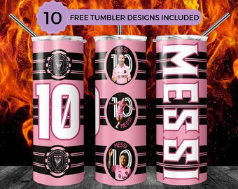 Lionel Messi 20oz Skinny Tumbler Wrap Sublimation Design, Lionel Messi 20oz Template, Straight Tumbler Wrap, PNG Digital Download