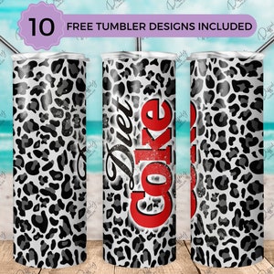 Soda Inspired Black Leopard 20oz Tumbler Wrap Design, Soda Leopard 20oz Template, Straight & Tapered Tumbler Wrap, PNG Digital Download