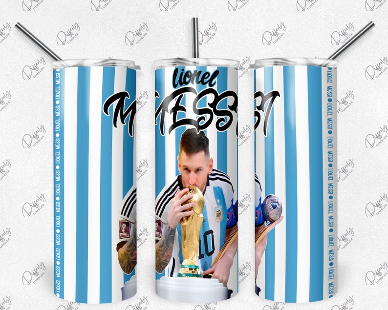 5 Lionel Messi Bundle 20oz Skinny Tumbler Wrap Sublimation Design, World Cup 20oz Template, Straight Tumbler Wrap, PNG Digital Download image 5