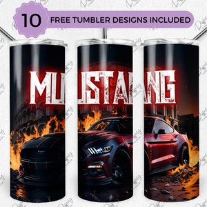 Mustang 20oz Skinny Tumbler Wrap Sublimation Design, Red Mustang 20oz Template, Straight Tumbler Wrap, PNG Digital Download