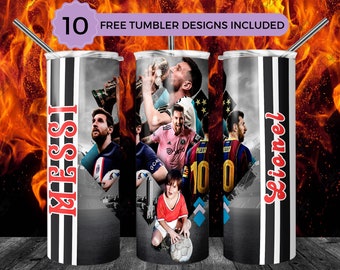 Lionel Messi Life 20oz Skinny Tumbler Wrap Sublimation Design, Lionel Messi 20oz Template, Straight Tumbler Wrap, PNG Digital Download