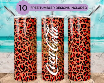 Soda inspiriert Rot Leopard 20 Unzen Tumbler Wrap Design, Soda Leopard 20 Unzen Vorlage, gerade & konisch Tumbler Wrap, PNG digitaler Download