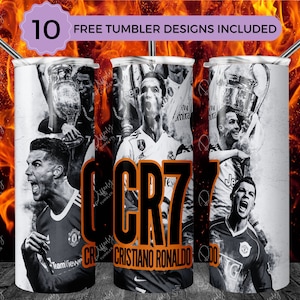 Cristiano Ronaldo 20oz Skinny Tumbler Wrap Sublimation Design, CR7 20oz Template, Straight & Tapered Tumbler Wrap, PNG Digital Download