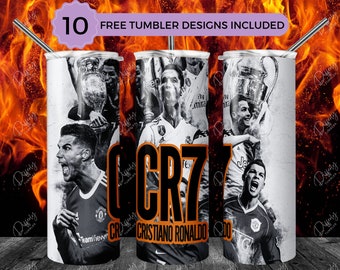 Cristiano Ronaldo 20oz Skinny Tumbler Wrap Sublimation Design, CR7 20oz Template, Straight & Tapered Tumbler Wrap, PNG Digital Download