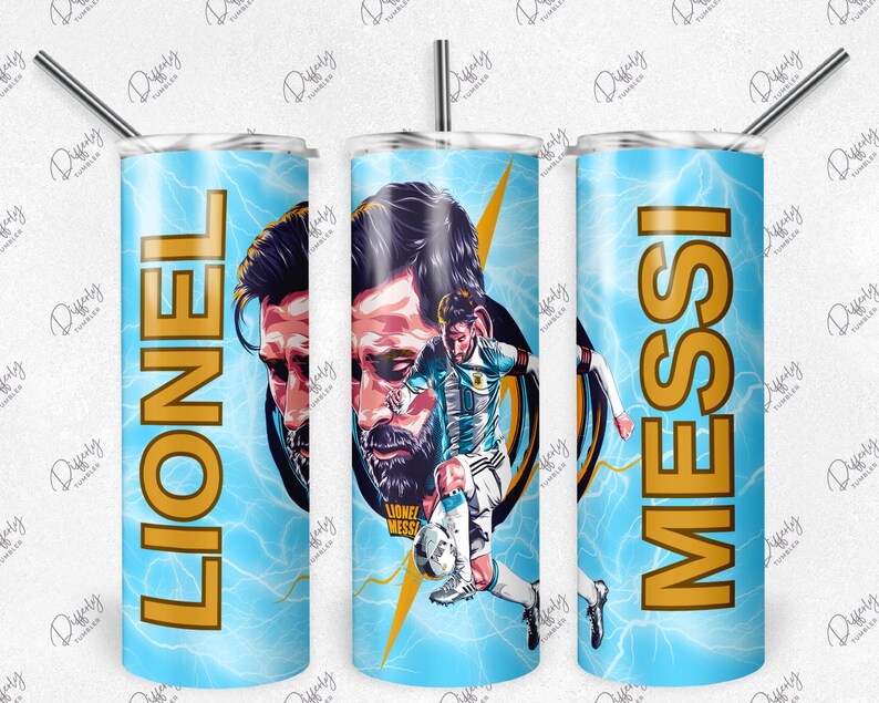 5 Lionel Messi Bundle 20oz Skinny Tumbler Wrap Sublimation Design, World Cup 20oz Template, Straight Tumbler Wrap, PNG Digital Download image 2