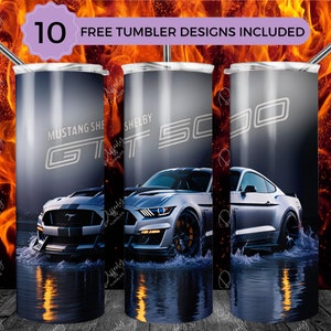 2022 Mustang Shelby GT500 20oz Skinny Tumbler Wrap Sublimation Design, Gray Mustang 20oz Template, Straight Tumbler Wrap, PNG Digital