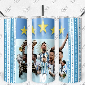 5 Lionel Messi Bundle 20oz Skinny Tumbler Wrap Sublimation Design, World Cup 20oz Template, Straight Tumbler Wrap, PNG Digital Download image 3