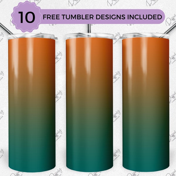 Orange Green Ombre 20oz Skinny Tumbler Wrap Sublimation Design, Colorful 20oz Template, Straight Tumbler Wrap, PNG Digital Download