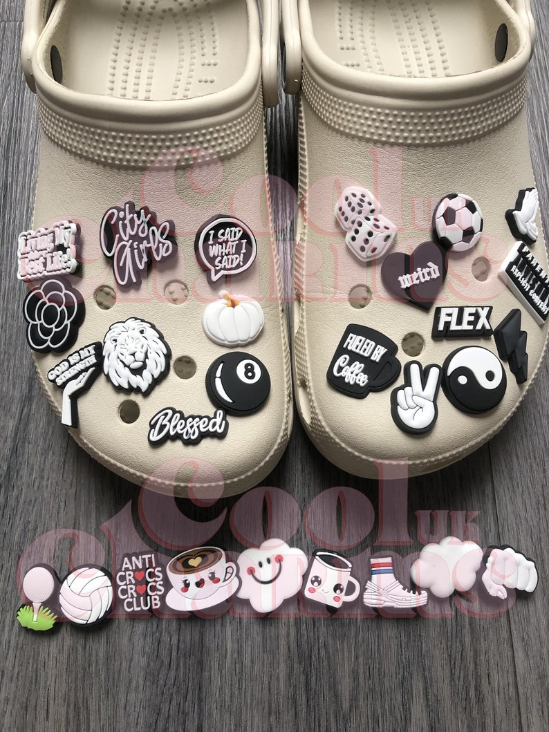 Croc Charm Pin Badge Cute 30 Designs Popular Phrases Black Etsy UK