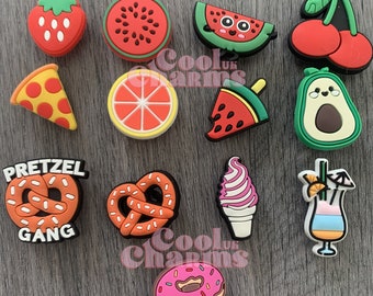 Croc Charm Pin Badge Cute Charms Popular Phrases Fruit Food Pretzel Donut Avocado Ice cream Pizza Strawberry Watermelon Drink CoolcharmsUK