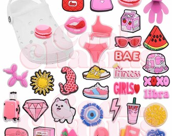 Croc Charm Pin Badge Cute 50+ Designs Popular Phrases Flower Pink Charms Daisy Love Heart Balloon Octopus Hat Handbag Heart CoolcharmsUK