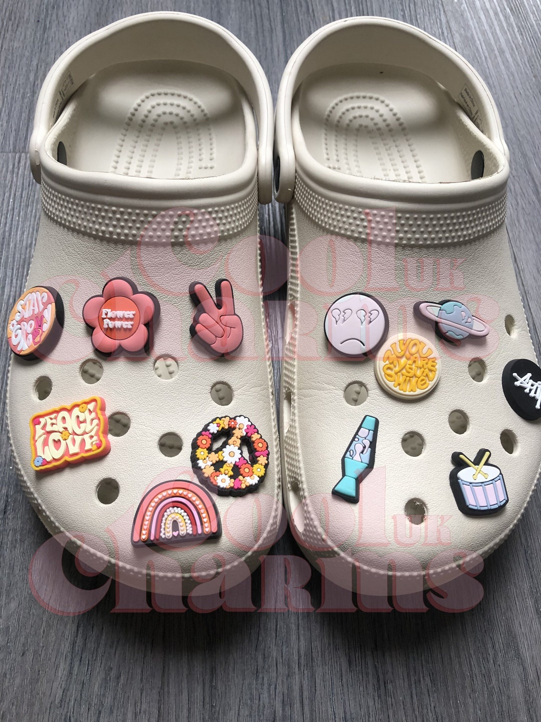 Croc Charm Pin Badge Cute Charms Phrases Flower Rainbow Peace Sign