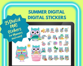 Summer Digital Stickers | Summer Stickers | Beach Stickers | Summer Clip Art Stickers | Individually Cropped PNG Files