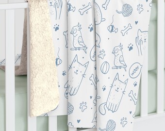 Cat Blanket Holiday Fleece Blanket Sherpa Blanket Dog Throw Pet Blanket Winter Blanket Cozy Fleece Blanket Gift Under 100