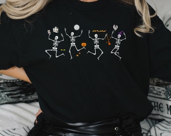 Retro Halloween Comfort Colors Shirt Dancing Skeleton Halloween Vintage Ghost Halloween Shirt Witch Shirt Retro Fall Shirt Fall Shirt Boho