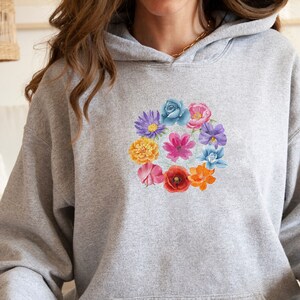 Pressed Flowers Sweatshirt, Boho Cottagecore Hoodie, Botanical Floral Pullover, Fairycore Wildflowers Sweatshirt, Floral Aesthetic