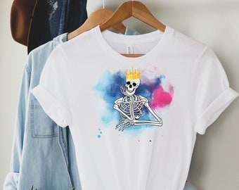 Skeleton Flower Crown, Day of the Dead Shirt, Halloween Shirts, Halloween T-shirt For Women, Flower Skeleton Shirt, Halloween Party Shirt