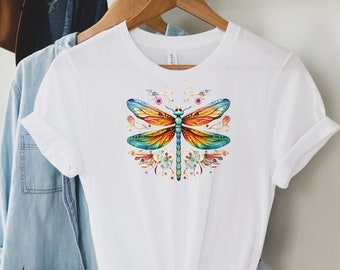 トンボTシャツ、トンボシャツ、トンボギフト、トンボTシャツ、女性用トンボシャツ、庭師への昆虫シャツギフト、ガーデンシャツ