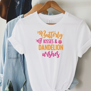 Butterfly T-Shirt, Dandelion T-Shirt, Shirt for Her, Plant Lover Shirt, Gift for Gardener, Gardening Shirt, Gift for Her, Butterfly Tee