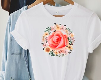 Flower Shirt, Gift for Her, Rose Shirt, Rose T-Shirt, Rose TShirt, Flower Lover Shirt, Valentines Shirt, Shirt for Girlfriend, Wife TShirt