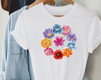 Flower Shirt, Gift For Her, Flower Shirt Aesthetic, Floral Graphic Tee, Floral Shirt, Flower T-shirt, Wild Flower Shirt, Wildflower Botanic