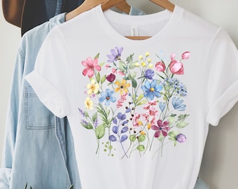 Wildflower TShirt, Wildflower T-Shirt, Wild Flowers Shirt, Floral Tshirt, Flower Shirt, Gift for Women, Ladies Shirts, Best Friend Gift