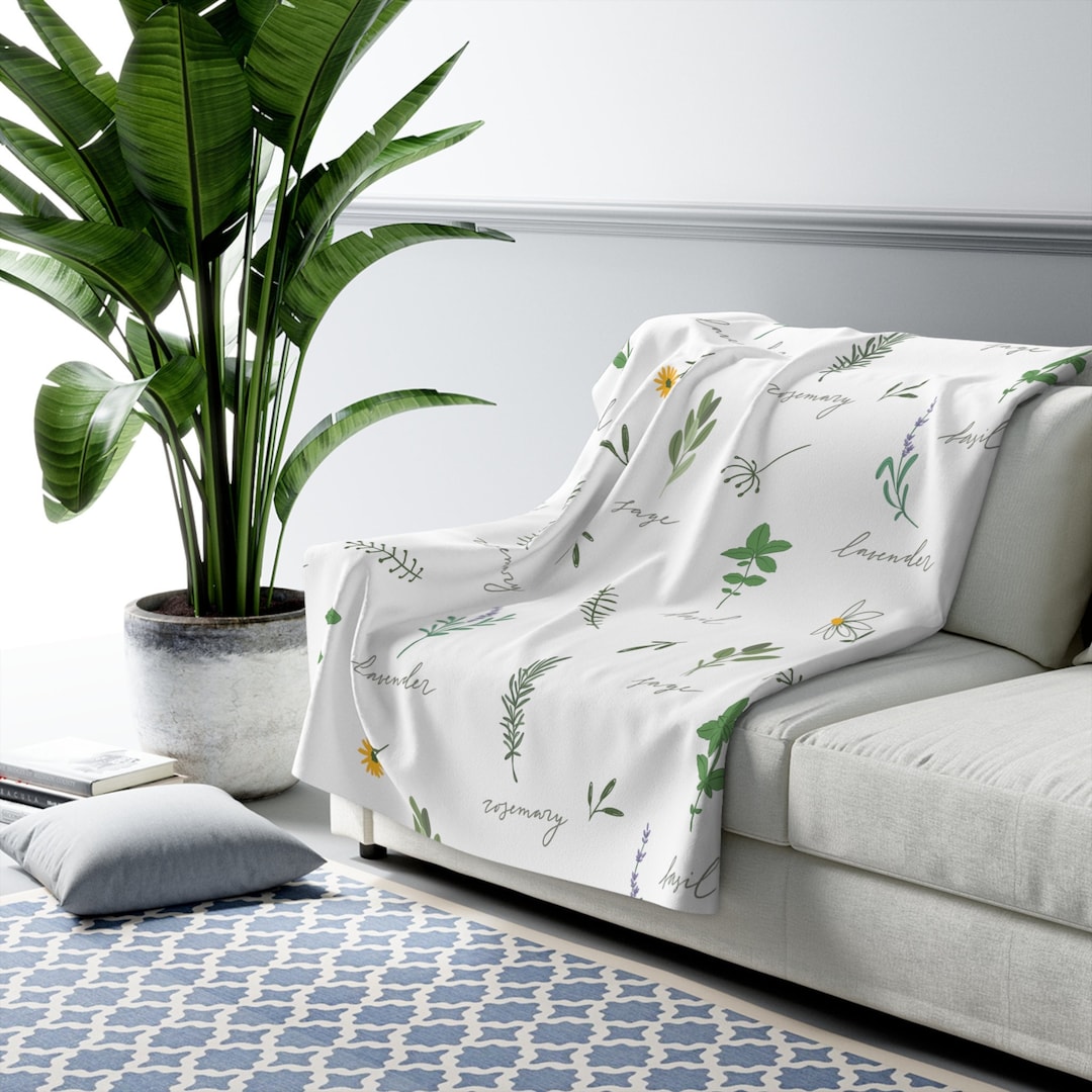 Garden Blanket for Gardeners Throw for Garden Lovers Herbs Blanket Sage
