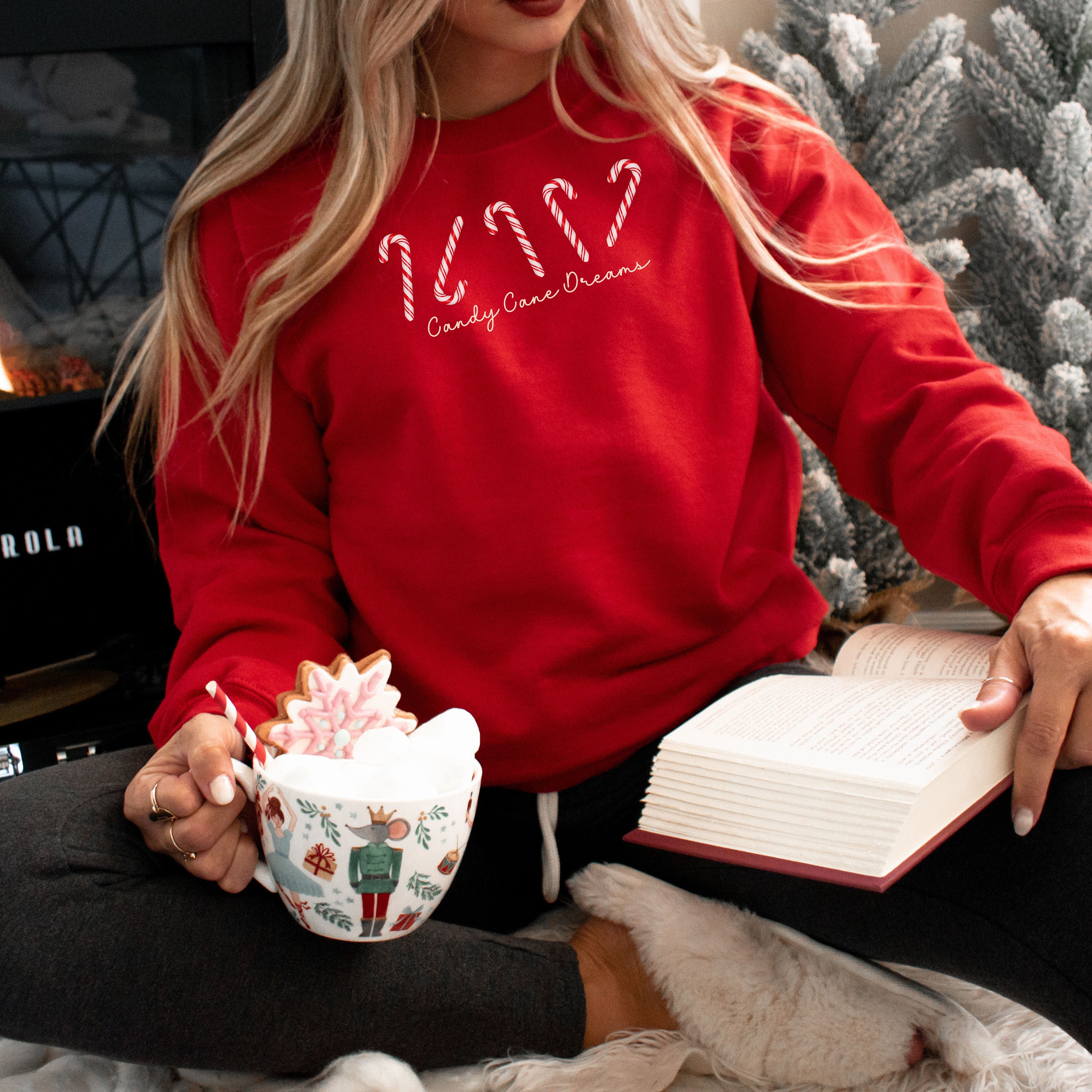 Candy Cane Sequin Embellished Sweatshirt