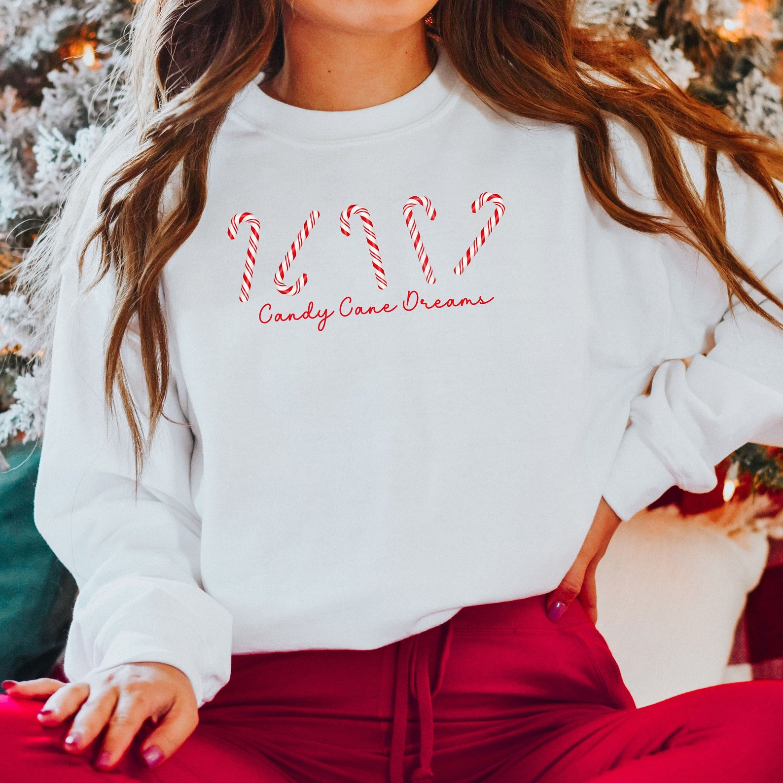 Girls Candy Cane Lane Christmas Sweatshirt by Sweet Wink main image 0