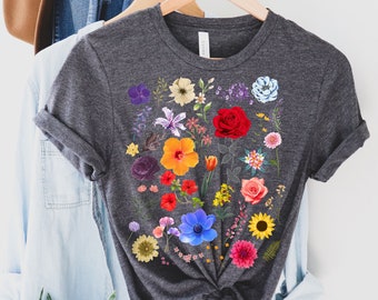 Wildflower Tshirt, Wild Flowers Shirt, Floral Tshirt, Flower Shirt, Gift for Women, Ladies Shirts, Best Friend Gift, Gift for Garden