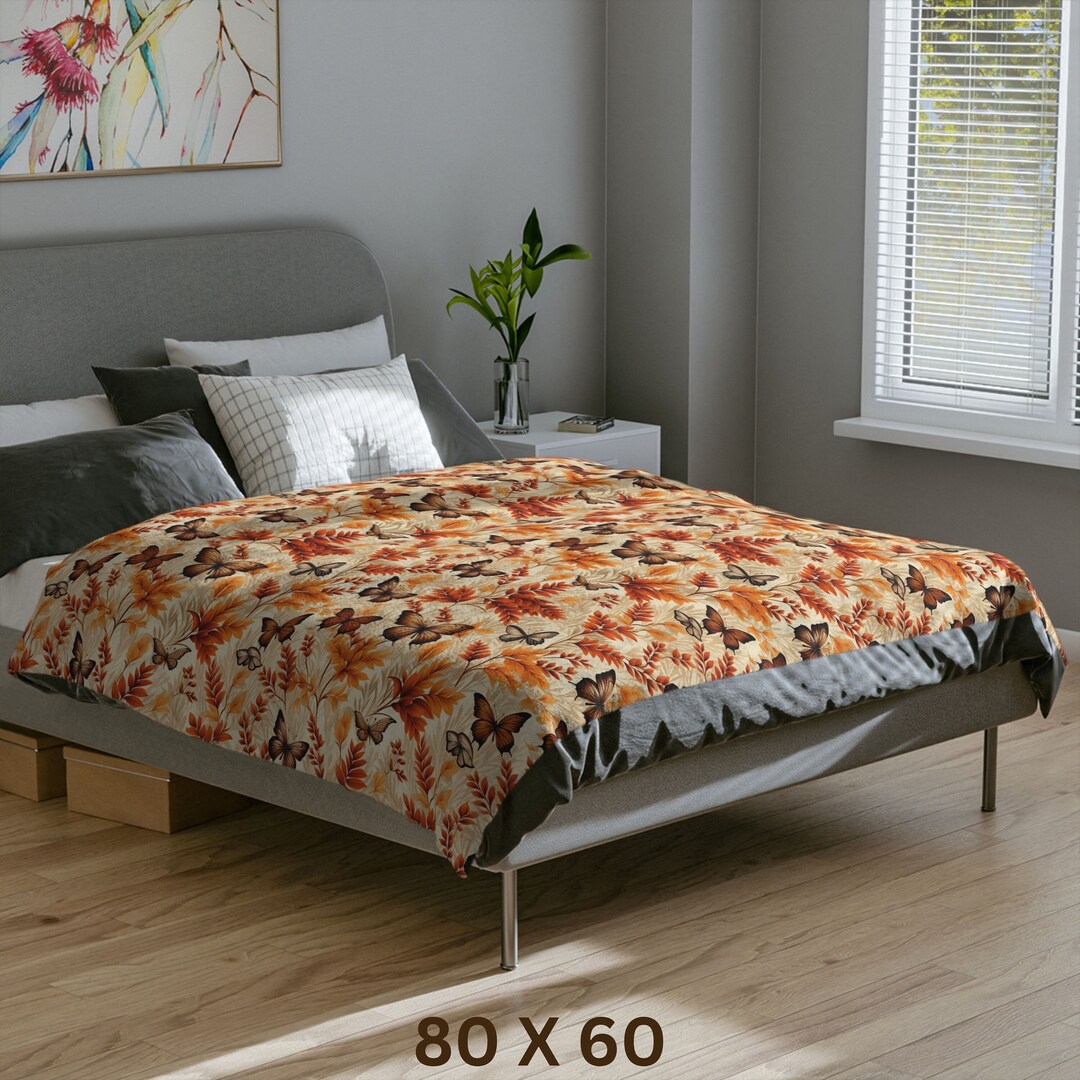 Fall Reading Blanket, Autumn Reading Blanket Leaves Butterflies Throw