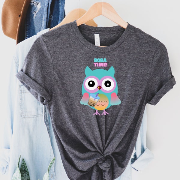 Boba Time!, Boba Time T-Shirt, Boba T-Shirt, Boba Tea T-Shirt, Boba Tea Tee, Boba Tee, Cute Owl T-Shirt, Adorable Owl T-Shirt, Cute T-Shirt