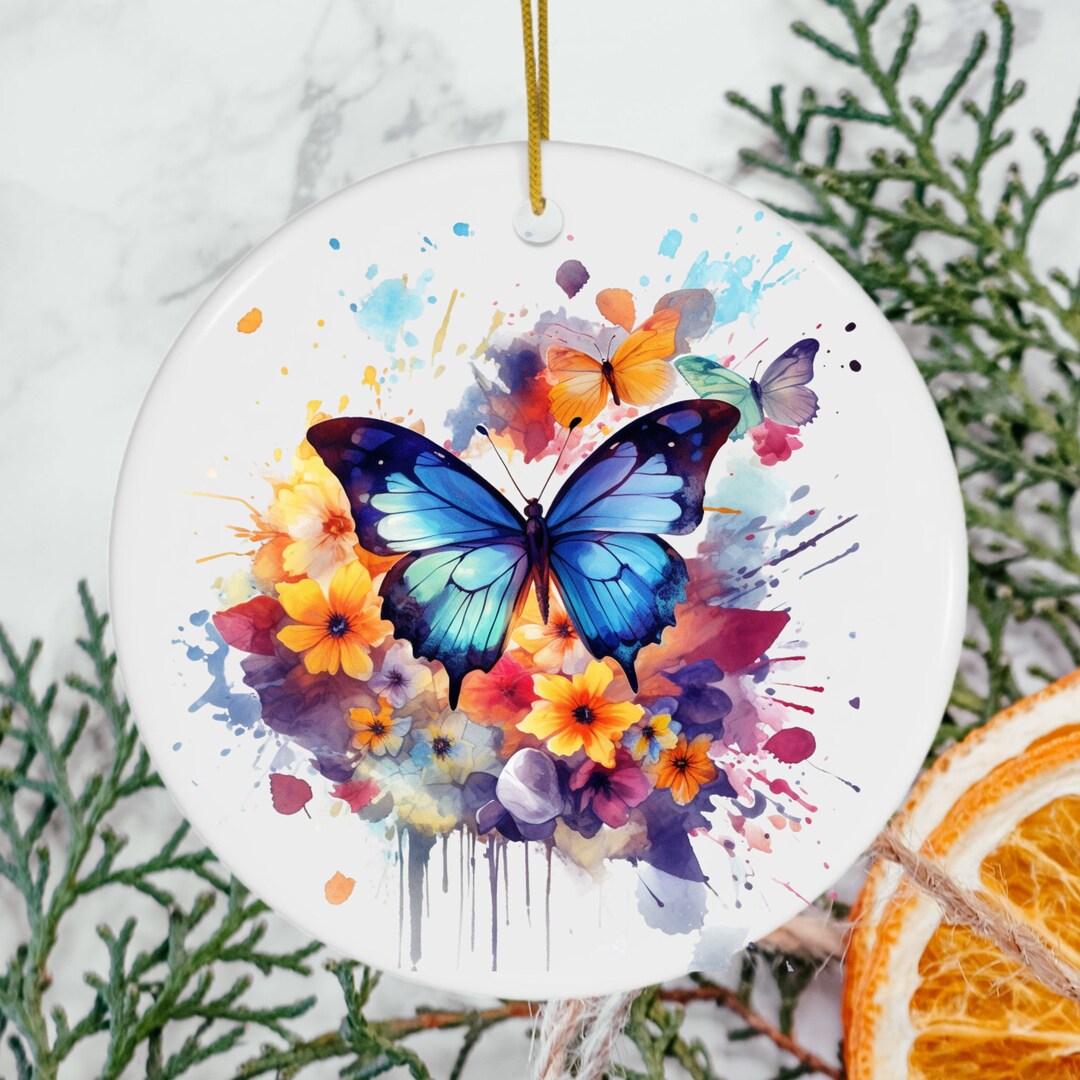 White Butterfly Ornament, Butterfly Christmas Ornament, Holiday