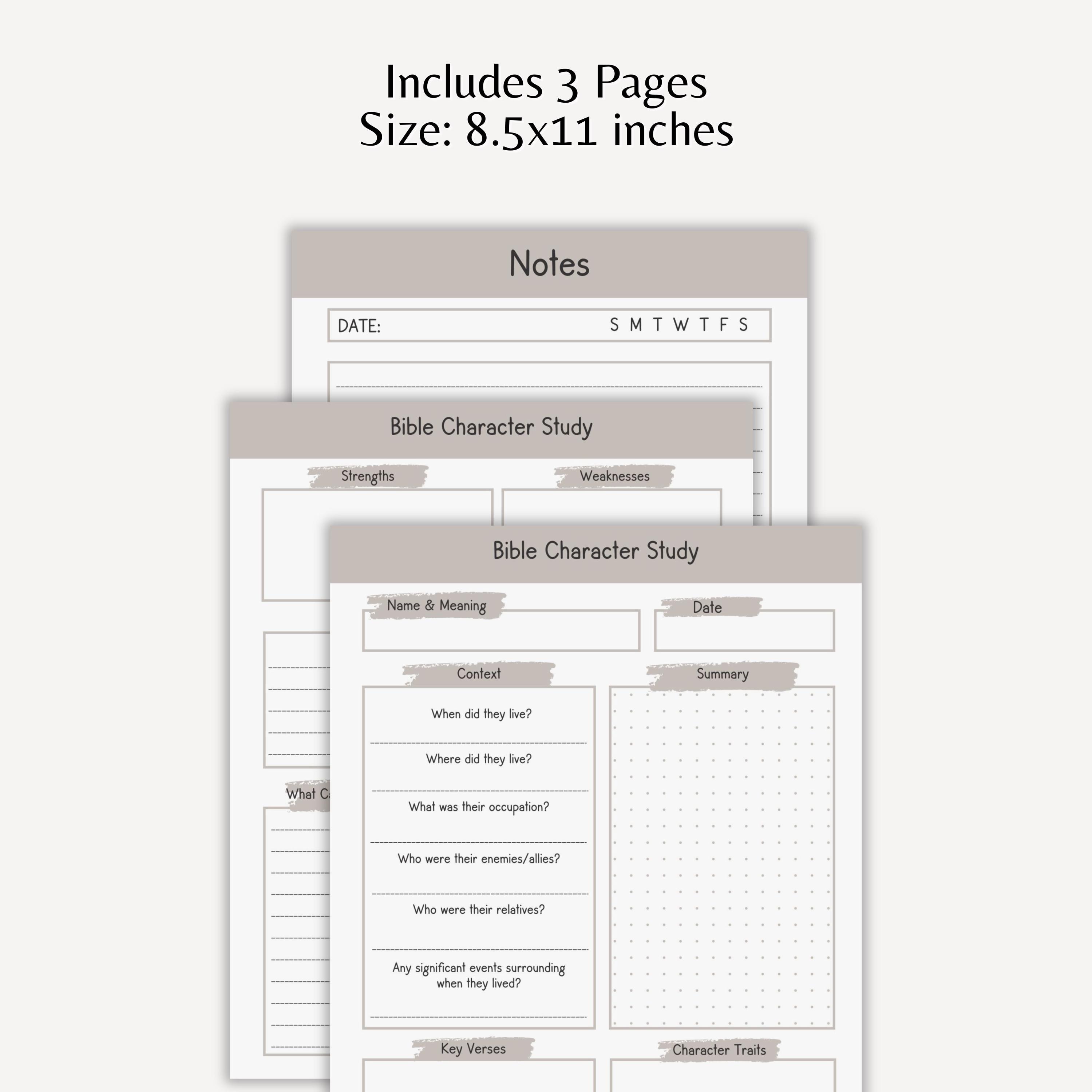 Character Bible Study Printable Template Small Group Christian ...