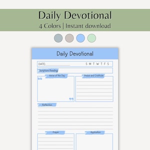Daily Devotional Printable Planner Christian Quiet Time Devotions Simple Scripture Study Guide Goodnotes Template Prayer Journal Bible Study