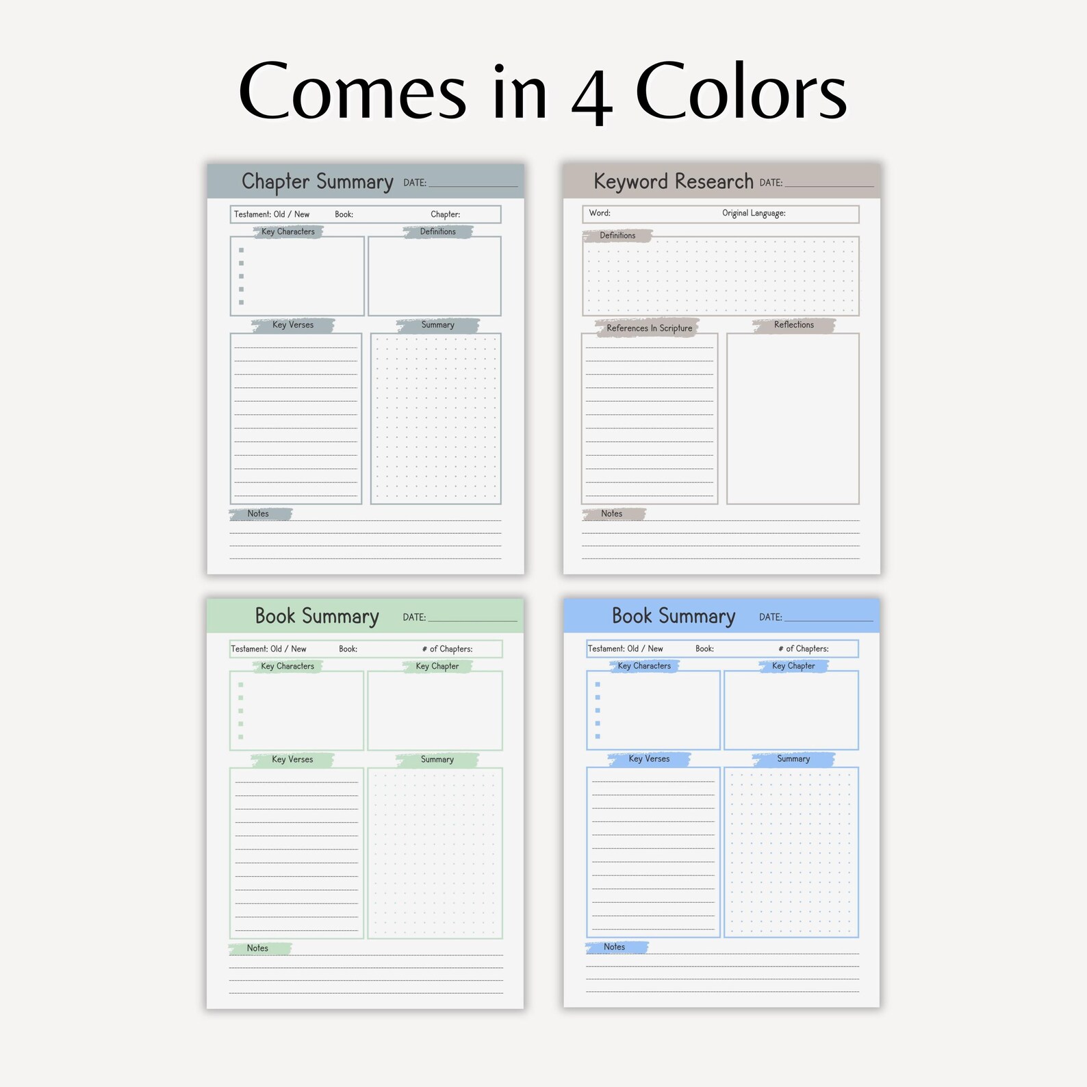 Chapter Summary Bible Study Printable Template Book Summary Christian ...