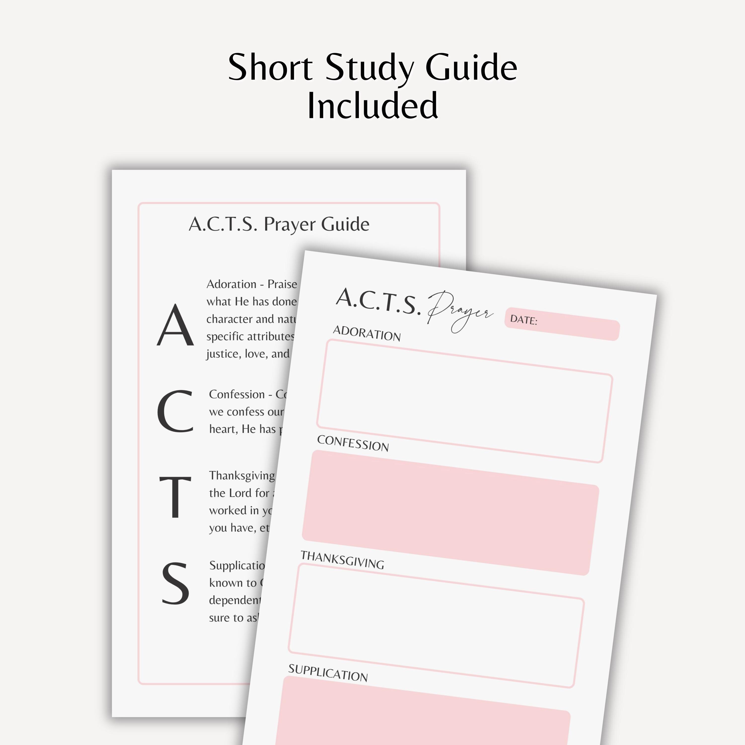 Prayer Tools.pdf ACTS Prayer Method Template Christian Bible Study Worksheet Minimalist ...