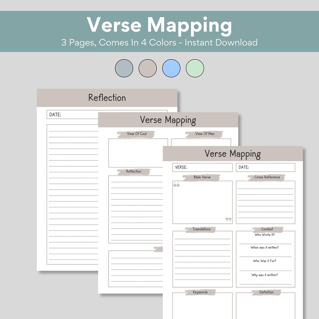 Verse Mapping Scripture Worksheet Printable Bible Study Template ...