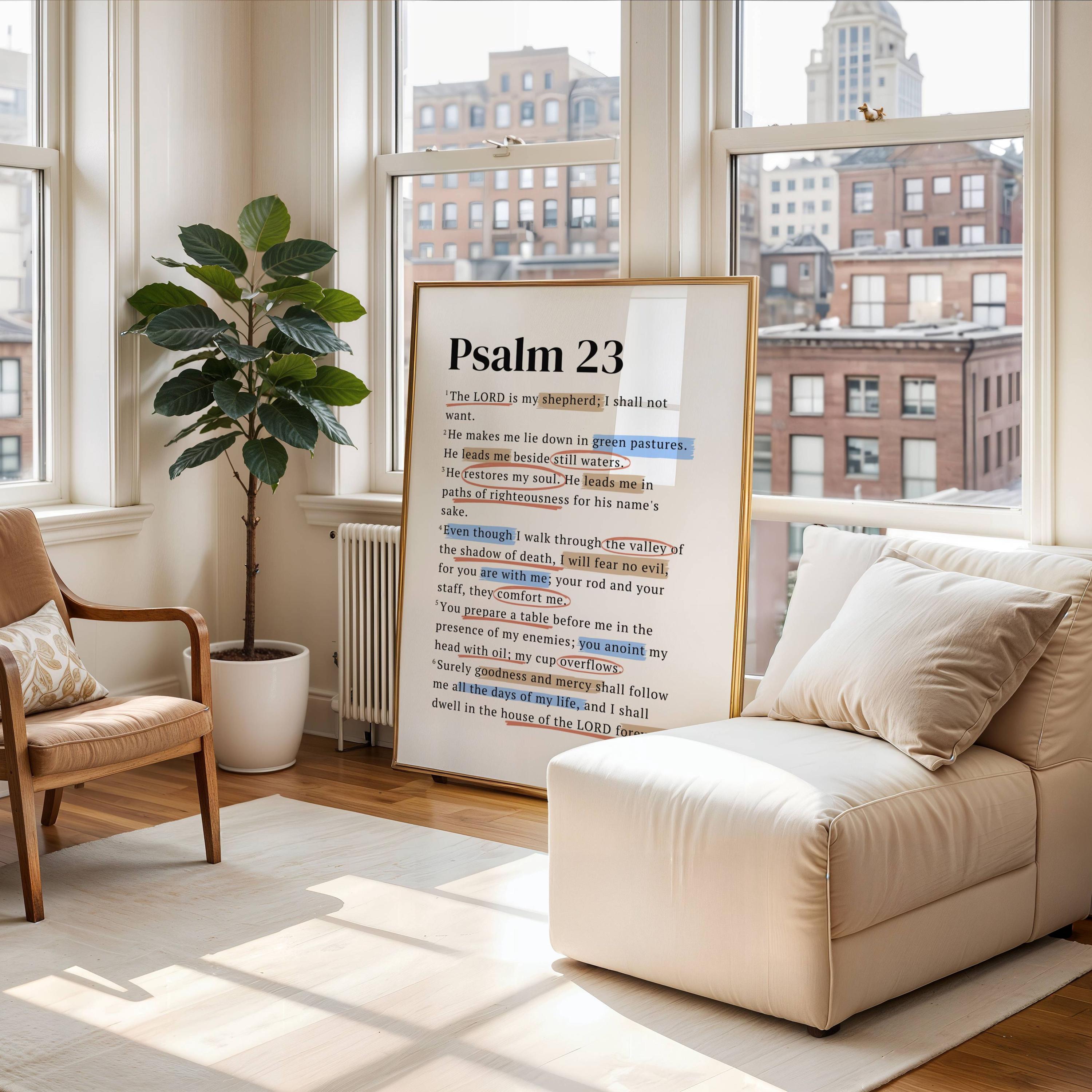 Christian Home Decor Bible Verse Wall Art Psalm 23 Religious Print ...