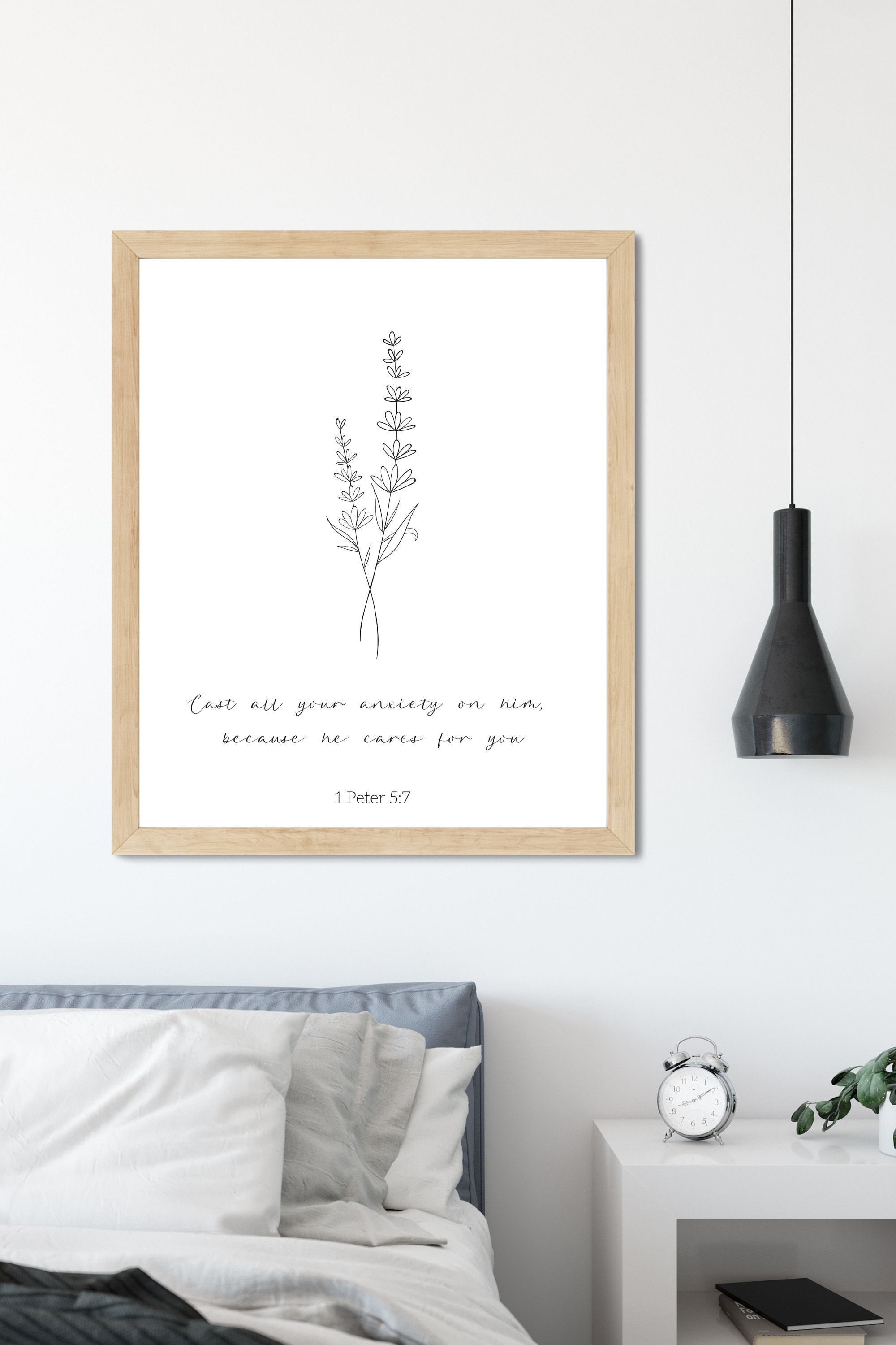 Minimalist Christian Line Art Bible Verse Print Modern - Etsy