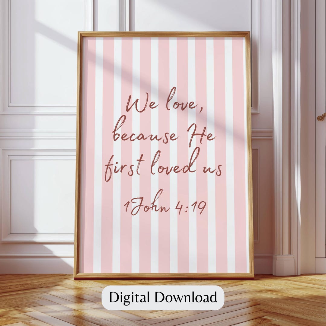 Striped Wall Decor Bible Verse Pink Home Decor Bedroom Poster Christian ...