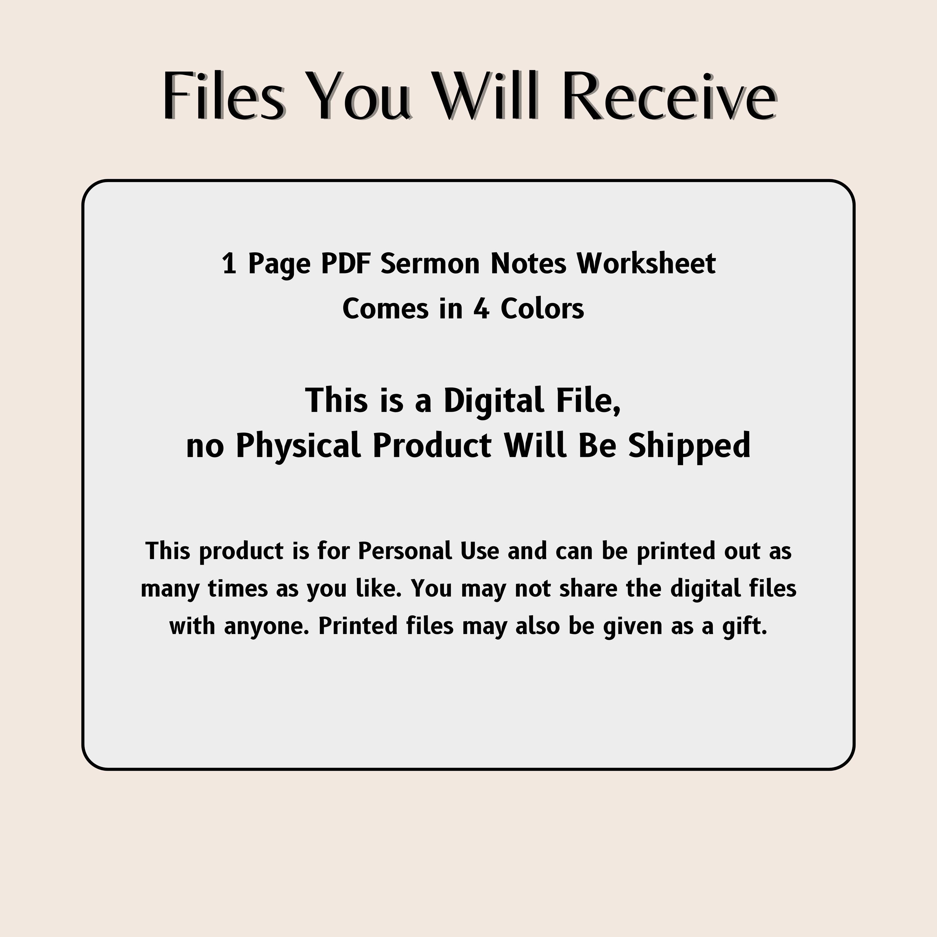 Sermon Note Printable Church Service Note Goodnotes Sermon Template ...